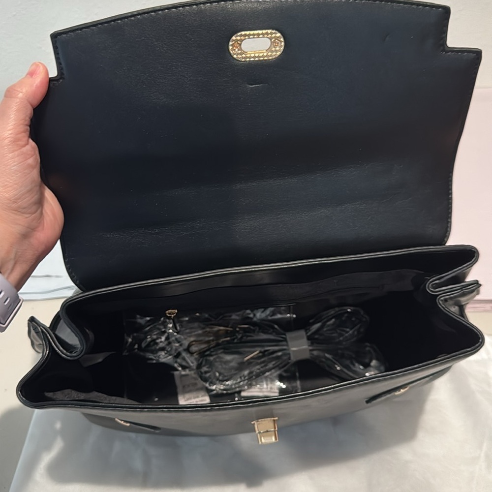 Cavalli Class Large Black Leather Handbag - Picture 6 of 8